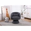 CAVINAS Faux Fur/Linen Upholstered Swivel Accent Chair with Wooden Base,Modern Round Barrel Chair,Armchair for Bedroom,Reading Room - 2 of 4