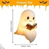 Cute Ghost Reading Book Lamp, Cute Halloween Ghost Night Light, Light up Ghosts Halloween Decorations for Centerpiece Bedroom Shelf Readers (6 Inch) - 2 of 4