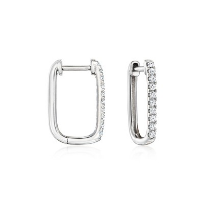 Ross-Simons 0.20 ct. t.w. Diamond Paper Clip Link Hoop Earrings in 14kt White Gold