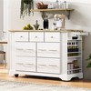 Vynxaria 51"W Kitchen Island - 6 Drawers, Pull-Out Trash Cabinet for Kitchen/Dining Room,White - 2 of 4