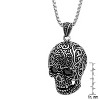 Steeltime Men's stainless steel skull pendant with simulated diamonds. Color Options: Gold/Red, Gold/Black, Silver/Red, Silver/Black - 3 of 4