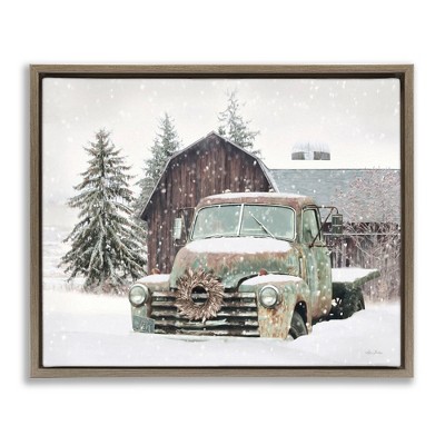 Stupell Industries Winter Rural Vintage Truck & Barn, 31" x 25"