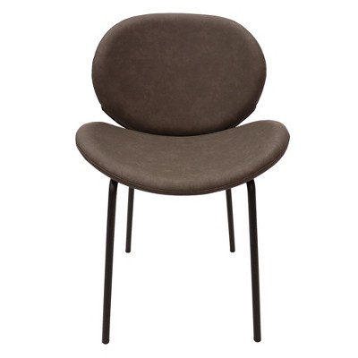 Elephant Grey Faux Leather Upholstered Metal Side Chair