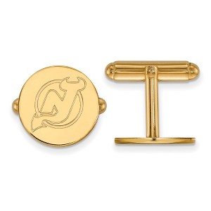 Black Bow Jewelry 14k Yellow Gold New Jersey Devils NHL Cuff Links - 1 of 3