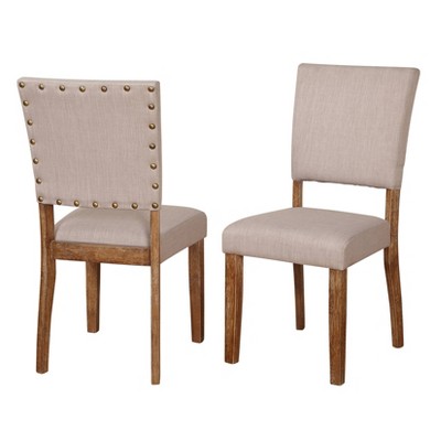 Buylateral Set Of 2 Provence Dining Chairs Driftwood : Upholstered, Rubberwood Frame, Spot Clean