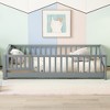 Whisen Twin Size Montessori Floor Platform Bed with Built-in Book Storage Rack on Headboard - 2 of 4