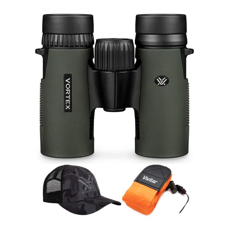 Vortex 10x32 Diamondback HD Roof Prism Binoculars w/Floating Strap & Vortex Hat, 1 of 4