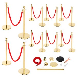 Coucheta Commercial Stainless Steel Stanchion Posts with Red Velvet Ropes, Quick Setup, Crowd Control Posts and Ropes, Event Barrier with Hollow Base - 1 of 4