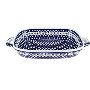 Blue Rose Polish Pottery 1345 Zaklady Large Baker with Handles - 1 of 1