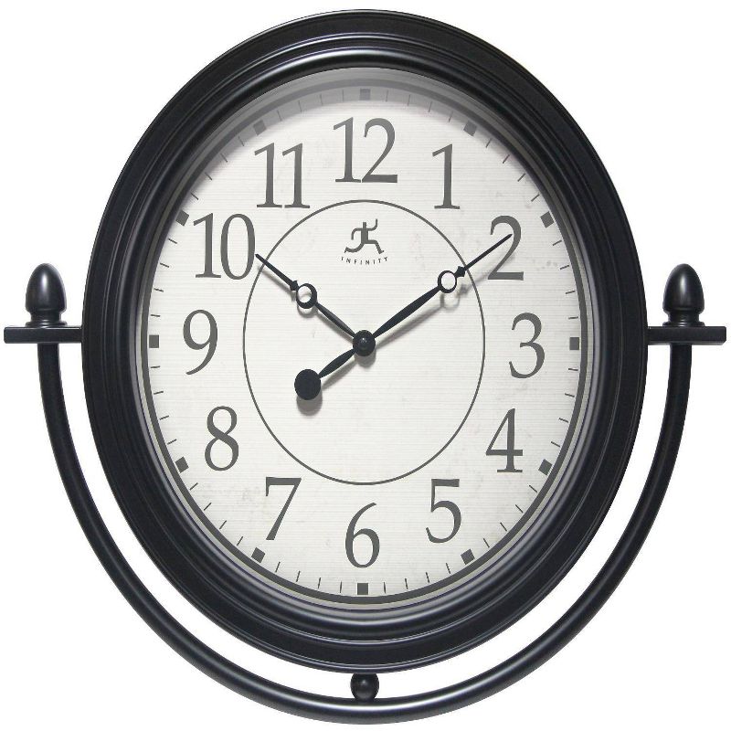 17&#34;x20&#34; Finial Wall Clock Black - Infinity Instruments, 1 of 7