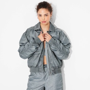 Women's Washed Nylon Bomber Jacket - Wild Fable™ Teal Blue - 1 of 3