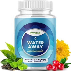 Water Away Capsules, Premium Water Loss Pills Diuretic Pure Dietary Supplement, Phytoral, 60 or 90ct - 1 of 4