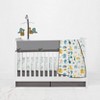 Bacati - Little Dino Boys Grey Solid Crib Rail Guard Cover set of 2 Small Side - 3 of 4