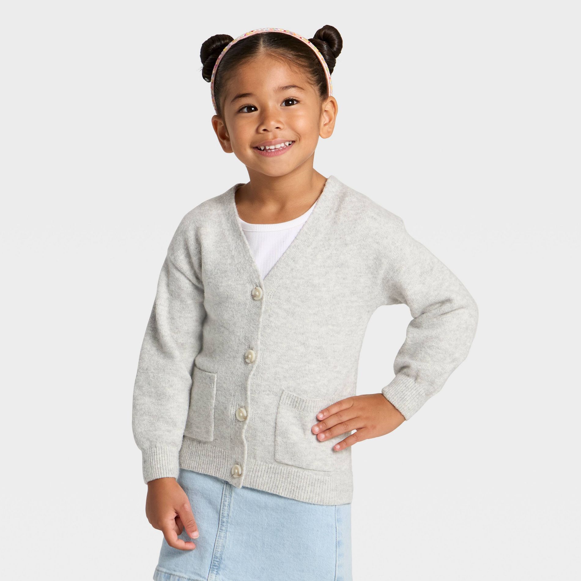 Toddler Girls' Soft Cardigan - Cat & Jack™ Light Heather Gray