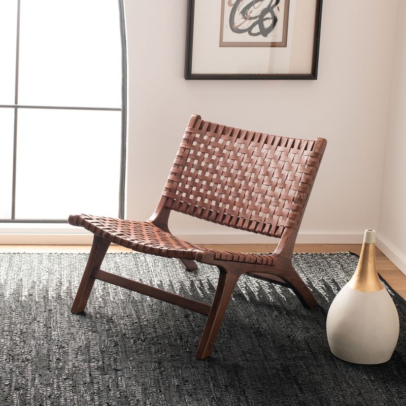 Luna Leather Woven Accent Chair  - Safavieh, 2 of 10