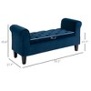 Button-Tufted Storage Ottoman Bench, Upholstered Bench with Rolled Armrests for Living Room or Hallway - 3 of 4
