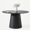 PexFix 46" Round Dining Table for 6 People Modern Pedestal Table with Fluted Cone Base & Wood MDF Top for Small Space Kitchen Dining Room Cafe Black - 3 of 4