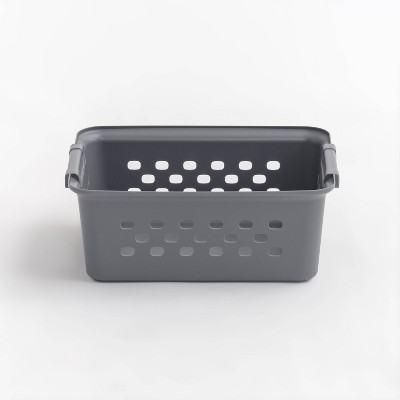 Gray Small Plastic Storage Baskets with Handles, 10-Pack
