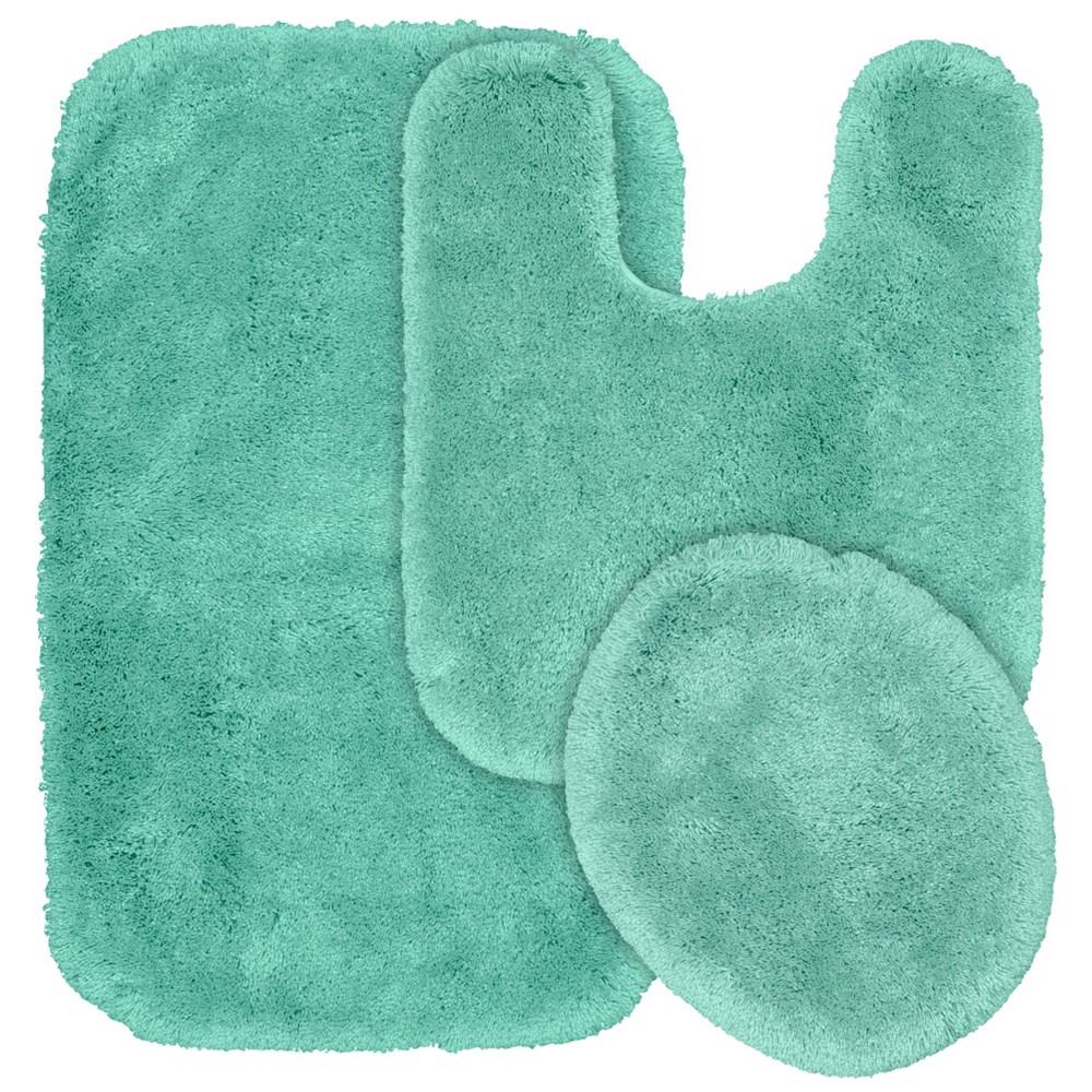 Photos - Bath Mat 3Pc Finest Luxury Ultra Plush Washable Nylon Bathroom Rug Set Sea Foam - G