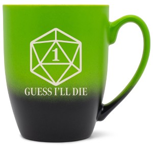 100 North Dice 10 Ounce Green and Black Two Toned Ombre, Comfortably Fits Your Hands, Ceramic Tea Coffee Cup Mug, Guess I'll Die - 1 of 1