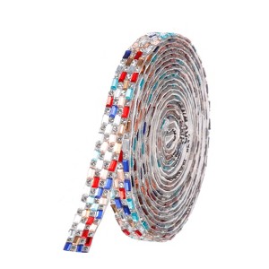 Unique Bargains Glass Self-Adhesive Wedding Decoration Crystal Rhinestone Diamond Ribbon - 1 of 3