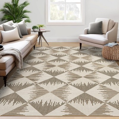 Modern Washable Area Rug - Contemporary Stain-Resistant Carpet for Living Room, Bedroom, Office