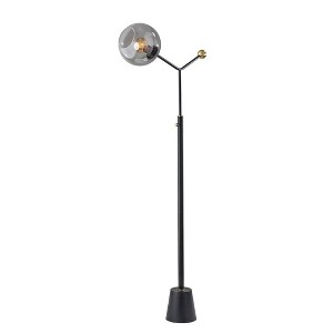 Adesso Dusk Floor Lamp Black: Smoked Glass Shade, Iron Base, 62" Tall, UL Listed - 1 of 4