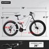 Gulches 26 inch Mountain Bike,Full-Suspension 21 Speeds Drivetrain with Disc-Brake MTB Bicycle, 26*4" Fat tire Bike for Men，White - 3 of 4