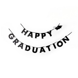 Black and White Happy Graduation Banner by Bonjour Fete - 1 of 2
