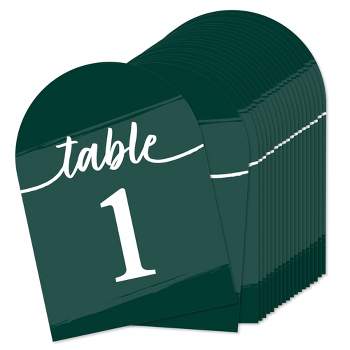 Big Dot of Happiness Emerald Elegantly Simple - Wedding Receptions, Parties or Events Double-Sided 5 x 7 inches Cards - Table Numbers - 1-20