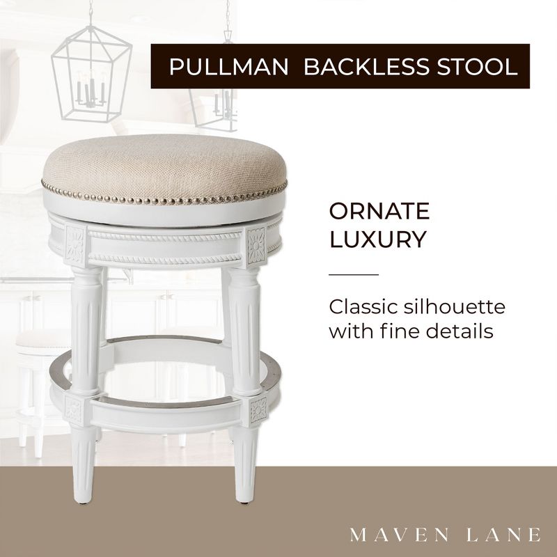 Maven Lane Pullman Backless Upholstered Kitchen Stool with Fabric Cushion Seat, Set of 2, 3 of 7
