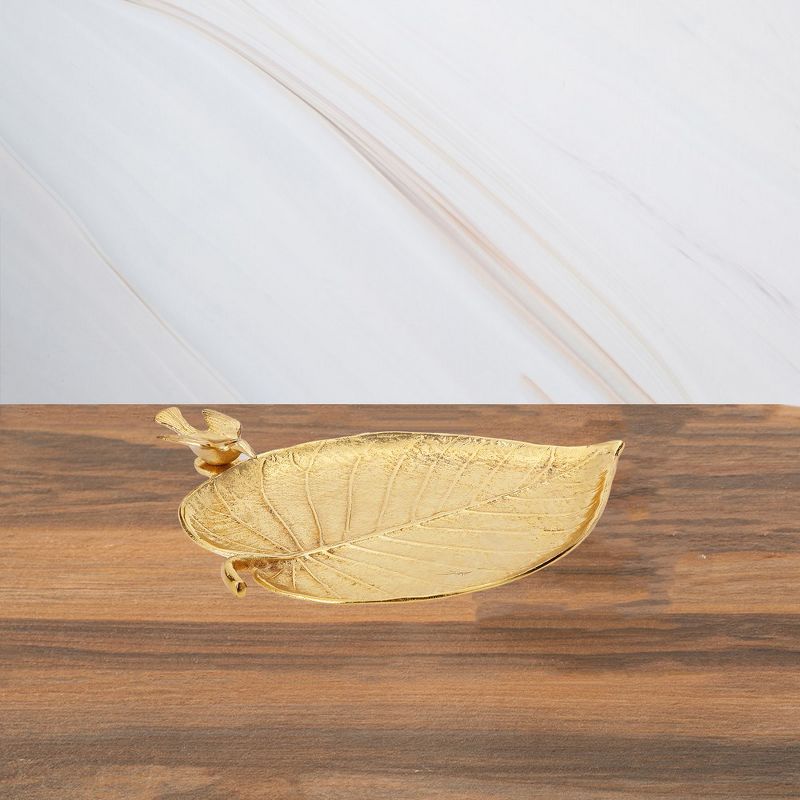 Classic Touch Gold Leaf Tray with Bird, 2 of 4
