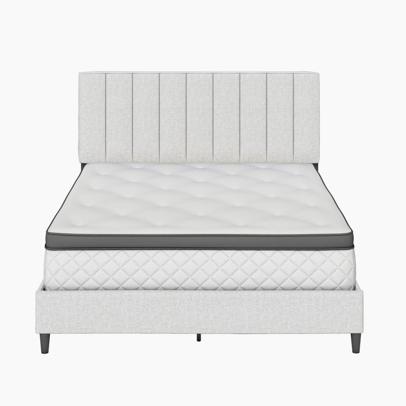 Malik Mid-Century Vertical Channel Linen Upholstered Platform Bed - Eco Dream, 6 of 10
