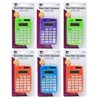 CLI CHL39100-6 8-Digit Primary Hand Held Calculator Assorted Colors