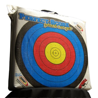 Morrell Perfect Score Youth Archery Target, Outdoor Field Point Practice Bag for Beginners with Large Bullseye and Easy Arrow Removal, White