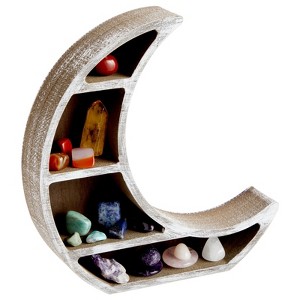 Farmlyn Creek Wooden Crescent Moon Shelf for Oils, Crystals, Healing Stones, 10 x 10.2 x 2 In - 1 of 4