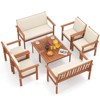 Costway 4/8 PCS Acacia Wood Conversation Set with Seat & Back Cushions Loveseat Armchairs - 2 of 4