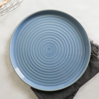 Elica 12-Piece Blue and Grey Ceramic Dinnerware Set