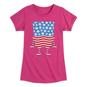 Girls' - SpongeBob SquarePants - Silhouette Stars Stripes Fitted Short Sleeve Graphic T-Shirt - 1 of 4