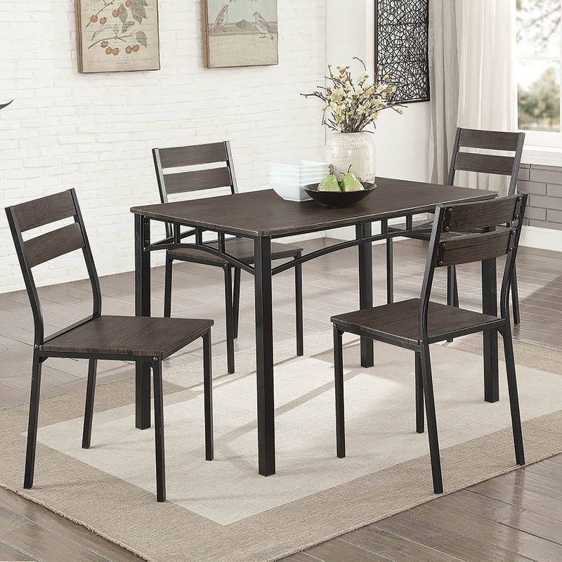 5pc Malsbary Industrial Dining Table Set Antique Brown - HOMES: Inside + Out, 3 of 5