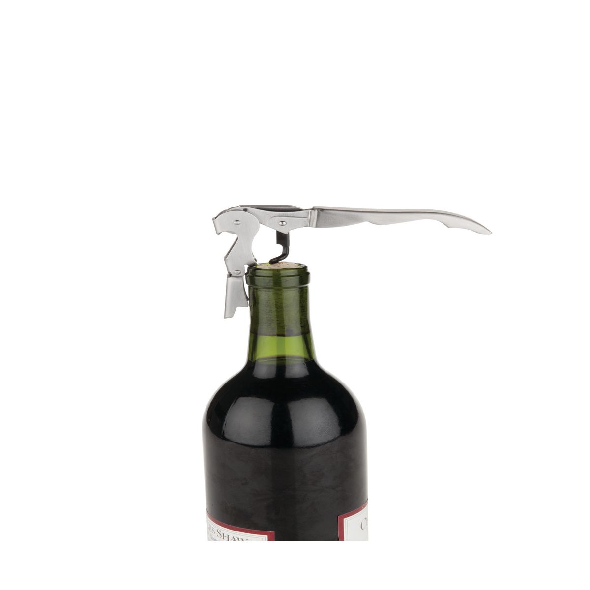 True Truetap Double Hinged Corkscrew Wine Opener, Stainless Steel Wine Key, Built-in Bottle Opener & Foil Cutter, Home Bar, Wedding Gifts, Silver - thumbnail 8
