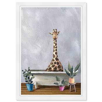 15" x 21" Giraffe Bath and Laundry Framed Art Print - Wynwood Studio