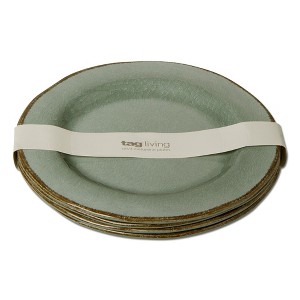 tagltd 11 in. Veranda Cracked Glazed Solid Melamine Plastic Dinnerware Plates Set of 4 Dishwasher Safe Indoor Outdoor Round Green - 1 of 2