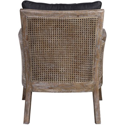 Sandstone Frame with Lush Dark Gray Fabric Coastal Accent Chair