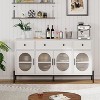 62" Modern Buffet Cabinet with Storage, 3 Drawers & 4 Fluted Glass Doors, Wooden Sideboard Console Table for Kitchen, Dining Room, Coffee Bar - 3 of 4