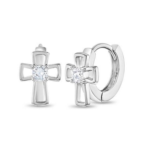 in Season Jewelry Classic Clear CZ Cross Kids / Children's / Girls Jewelry Set - Sterling Silver, Girl's, Size: Small