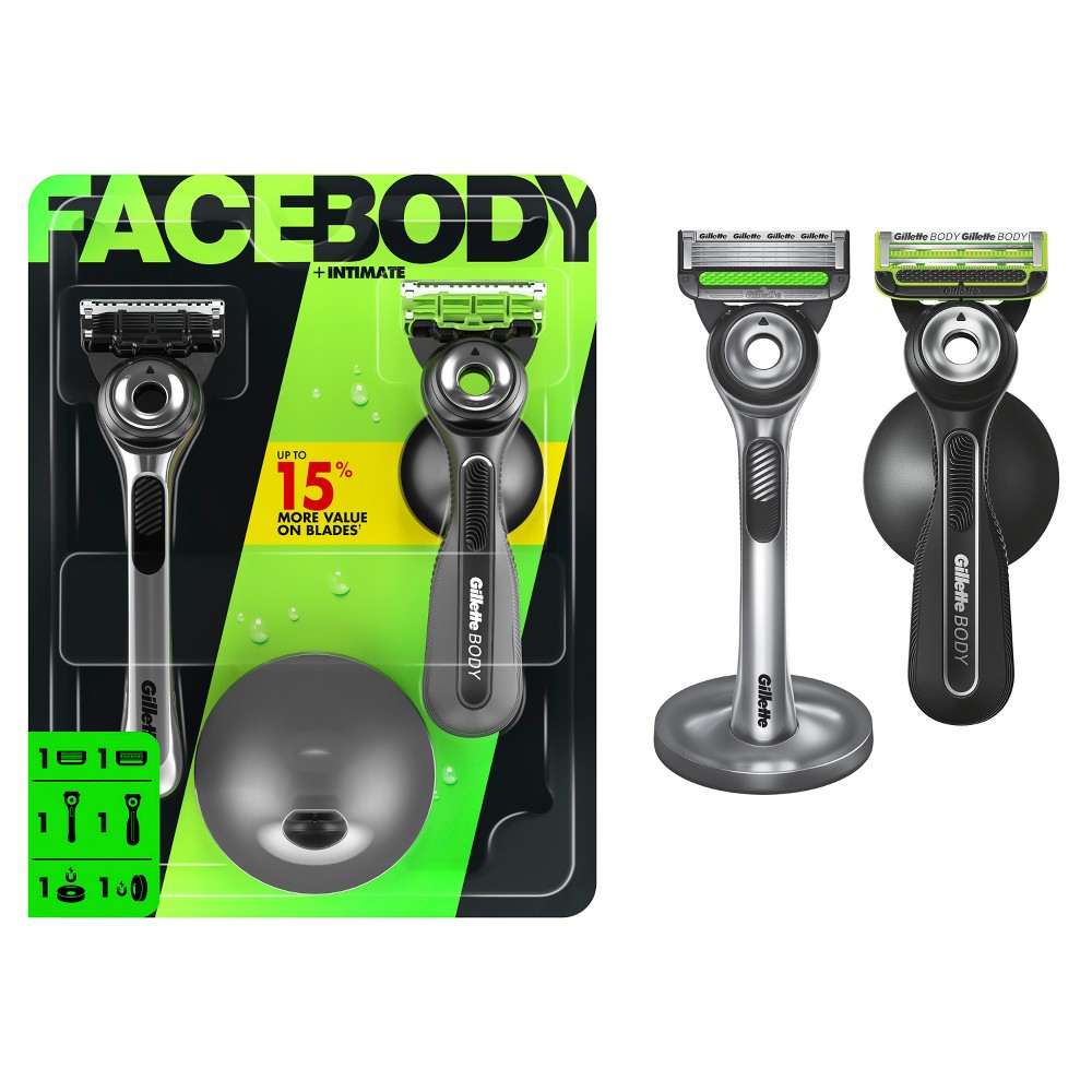 Gillette Labs Men's Razor Duo Pack Face Razor with Stand and Body + Intimate Razor with Magnetic Hanger