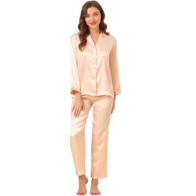 Allegra K Women's Satin Button Down Sleepshirt With Pants Halloween ...