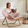 Round Portable Foldable Faux Fur Comfy Saucer Chair,Adult Size Bedroom Living Room Comfy Furry Padded Soft Lounge Lazy Moon Chair-Cuddlewood - 2 of 4