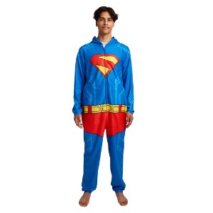 Superman Adult Long Sleeve Hooded Cosplay Union Suit - 1 of 4